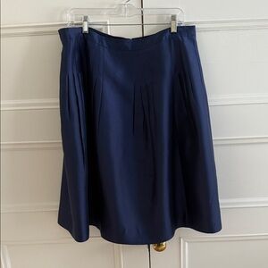 J. Crew Black Label Classic Dark Royal Blue A-Line Skirt Silk and Wool